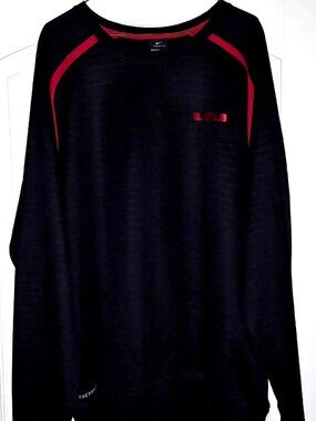PRISTINE NIKE LeBRON THERMA-FIT BLACK & RED CREW NECK SWEATSHIRT MEN'S SIZE 2XL